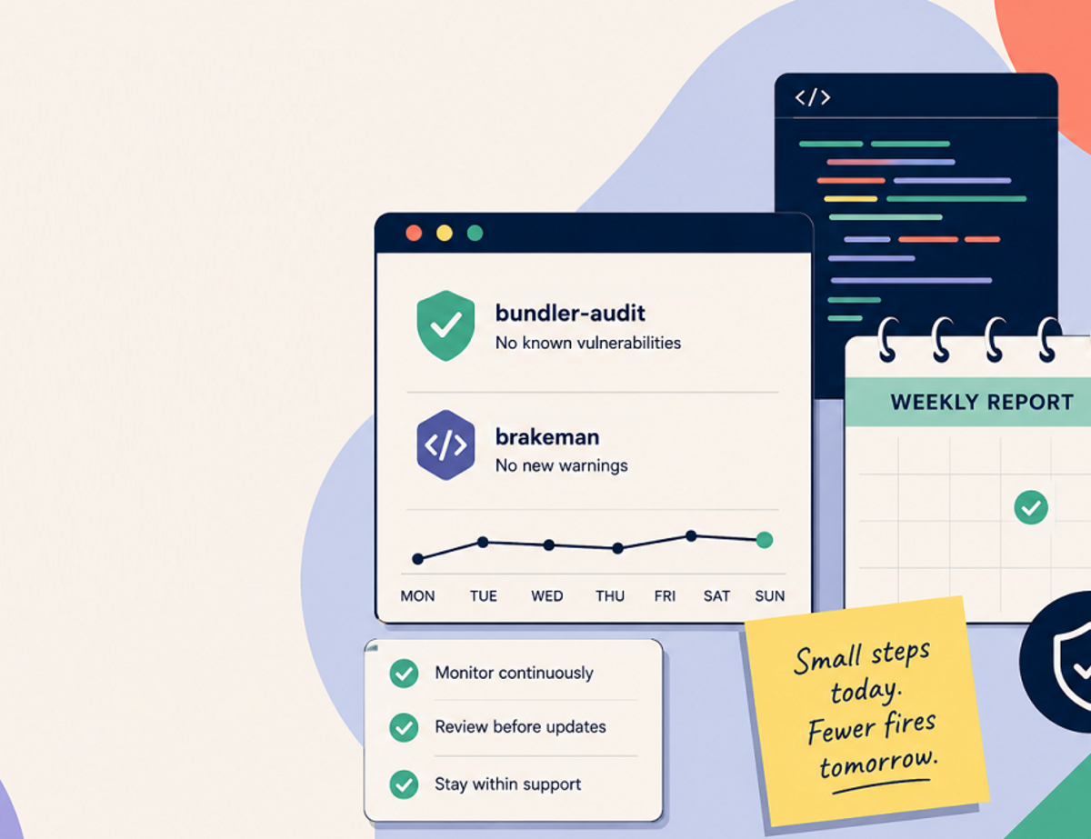 Weekly report dashboard mockup showing dependency findings